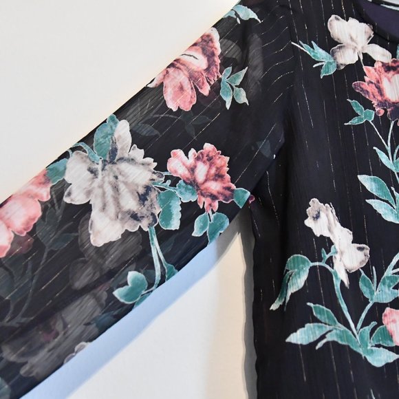 BOGO A'gaci Sheer Long Sleeve Floral Blouse - Picture 2 of 5